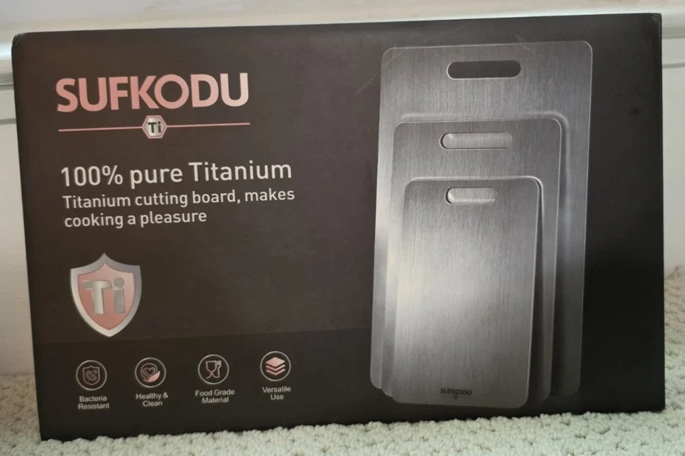 Sufkodu 100% Pure Titanium Cutting Board NEW IN BOX Eco Friendly Easy Clean